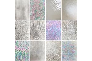 ILLUCKAI - Paquete de 12 hojas de vitral claro con texturas, cristal tintado de 10 x 15 cm, vidrio artístico iridiscente arcoíris de catedral para proyectos de vitral y manualidades en mosaico