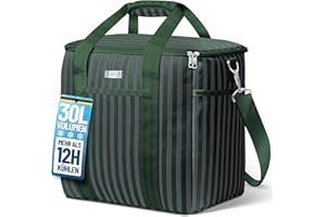 ‎HOEL HOEL Kühltasche groß 20L & 30L faltbar - Isolierte Thermotasche - Lunchtasche wasserdicht & auslaufsicher - Isoliertasche für Auto & Einkaufen - Picknicktasche Lunch Bag Lunchbag