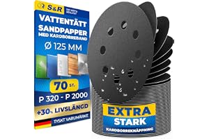 S&R Tunna slipskivor 125 mm vattentät kaross glaspapper korn P320-2000, Vattentät för slipning, polering av metall, trä, stål