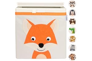 ‎GLÜCKSWOLKE GLÜCKSWOLKE Aufbewahrungsbox Kinder - 15 Motive I Spielzeugkiste mit Deckel I Spielzeugbox (33x33x33) zur Aufbewahrung im Kallax Regal I Waldtiere Fuchs Motiv für Kinderzimmer Spielzeug