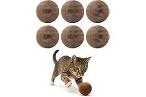 KONOATOR 6-Pack Cardboard Cat Ball Toy with Bell – Interactive Cat Toy for Chasing, Batting, and Exercise – Durable & Irresistible Fun for Cats