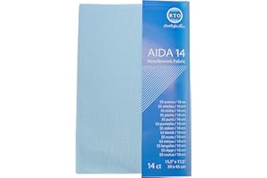 RTO Aida 14 Count Cross Stitch, 100% Cotton, Pale Blue, 39 x 45 cm