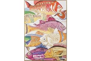 Kare Design Bild Touched Fish Meeting One Bunt, Leinwandbild, Wanddekoration, Baumwollleinwand, Massivholz Rahmen, handgemalte Details, Wohnzimmer, Schlafzimmer, Flur, 100x75x3,5cm