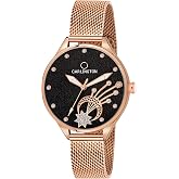 Carlington Big Dial Women’s Watch with Stainless Steel Mesh Strap, Adjustable Clasp and Water Resistant Body(Silver/Rose Gold