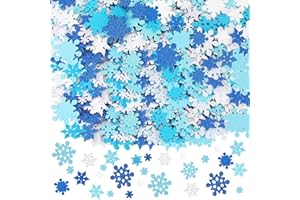 JULBEAR 300 PCS Christmas Snowflake Foam Stickers Glitter Self-Adhesive Craft Stickers for Kids Christmas or Winter Party Favor Decorations Supplies Home DIY Craft Projects Multiple Colors and Sizes