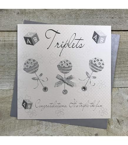 White Cotton Cards Glückwunschkarte Für Neue Großeltern - Handgefertigt Mit Strass - 16x16 Cm Mit Umschlag