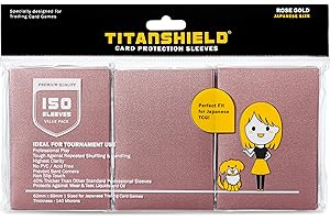 TitanShield 150 Rose Gold Small Japanese Sized Trading Card Sleeves Deck Protector for Yu-Gi-Oh, Cardfight!! Vanguard & More
