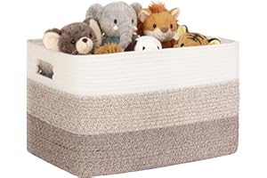 MYHOMMATTO 86L Aufbewahrungskorb Baumwollseil, Korb für Spielzeug, Kleidung, Korb Aufbewahrung groß für Deko Kinderzimmer, Wäschekorb Geflochten mit Griffen, Korb für Decken Wohnzimmer, Farbverlauf Braun