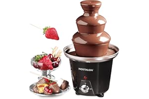 Nostalgia 3-Tier Electric Chocolate Fountain Machine for Parties - Melts Cheese, Queso, Sweets and Liquor - For Dipping Strawberries, Apple Wedges, Vegetables and More - 710 ml - Black