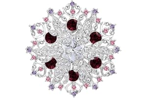 Ever Faith Sparkly Rhinestone Crystal Christmas Snowflake Corsage Brooch Pin for Women Girls