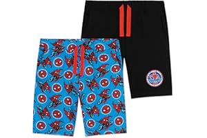 Marvel Spiderman Pantaloncini Bambino, 2-Pack Bermuda Ragazzo in Cotone, Jersey Shorts 2-14 Anni, Abbigliamento da Calcio, Basket, Tennis