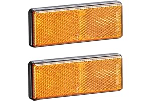 AGRISHOP 2Pezzi Catarifrangenti Riflettore Rettangolari Giallo E4,Catarifrangente Autoadesivo Rettangolare Posteriore Rimorchio,Autoadesiva Riflettori perCaravan（Rettangolari-Riflettore-2Pezzi）