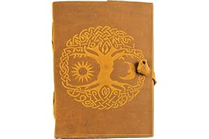 Vintage läderbunden sol måne keltiskt träd journal för män kvinnor grimoire bok av skuggor konstnär skissa bok jul resegåva h