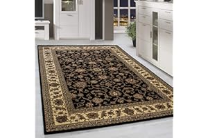 HomebyHome Dywan w stylu vintage, 200 x 300 cm (200 x 290 cm), orientalny dywan z krótkim włosiem, orientalny czarny do salonu, jadalni, przedpokoju i sypialni – klasyczny dywan z Öko-TEX