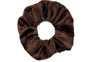 Mytoptrendz® Plain Satin Hair Scrunchies Ponytail Hair Tie Traceless Luxurious Bobbles Classic Hair Accessory (Brown)