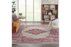 Nourison PSN03 Vintage 6'7"X9'6" Ivory/Fushia