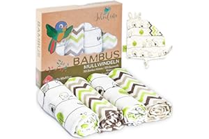 Tabalino - Mantas Muselina Bebé, Pañales de Gasa de bambú paños de escupir maravillosamente Suaves - 80x80cm - Pack de 4 - un paño mimoso Gratis - Doble Tejido - niño y niña - pañales de Tela