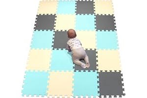 YIMINYUER Puzzlematte für Babys dickere Spielmatte in Einer umweltfreundlichen Verpackung – schadstofffreie, geruchlose Krabbelmatte Grün Beige Grau R08R10R12G301020
