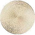 Snowkingdom Round Placemats Gold Metallic Set of 6 Vinyl Hollow Placemats 15'', Washable Easy Clean Wipeable Non-Slip Stain Heat Resistant Dinning Table Place Mats for Wedding Party Decoration by