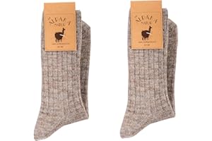 Leo Design Natural Alpaca Wool & Lambs Wool Socks for Men & Women, Premium Quality, Breathable, Thin Blend, Anti Bacterial & Odor Free, Thermal & Warm, Ideal for Winter, Grey, Charcoal, Beige, 2pack