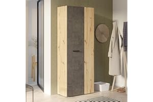 Forte NET306 - Armadio multifunzione 70, effetto rovere/cemento, 68,7 x 181,1 x 36,5 cm