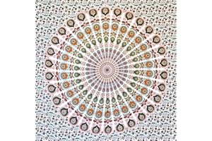 MOMOMUS Dywan ścienny mandala – uniwersalny, kolorowy, 100% bawełna – idealny jako dywan ścienny Aesthetic, chusta na ścianę w stylu boho, indyjska ozdoba na ścianę z materiału lub gobelin ścienny –