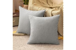 MIULEE Funda Cojines Exterior Impermeable de Lino Fundas de Almohadas Suave de Sofá Almohadas Decorativas para Salón Cama Silla Habitacion Oficina Dormitorio Lumbar 60x60 cm 2 Piezas Gris Claro