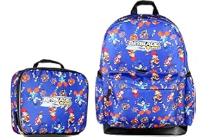 INTIMO Beyblade Burst Spinner Tops Character Allover Print Backpack with Lunch Bag Tote, Blue