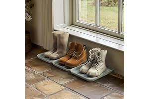 Navaris 3X Schuhabtropfschale Schuhmatte Ablage klein - Schuhablage 35x27x2,5cm mit erhöhtem Rand - Abtropfschale Grau für Schuhe Regen Herbst Winter