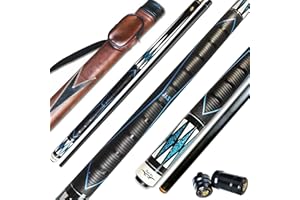 TAI BA CUES TaiBa 2-Teiliges Pool Stick Billard Queue Rindsleder Leder Warp Hartholz aus kanadischem Ahorn 147,3 cm mit Gelenk, 13 mm Spitze, Stahl, 19–21 oz – Natur Farbe, Braun, Wein Rot, Royal Blau