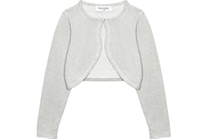 Bolerose Mädchen Langarm Bolero Funkeln Strickjacke Kinder