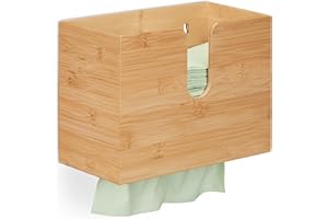 Relaxdays Dozownik ręczników papierowych, do ręczników papierowych H2, wys. x szer. x gł. 20 x 27 x 13 cm, uchwyt na ręczniki papierowe montaż ścienny, bambus, naturalny