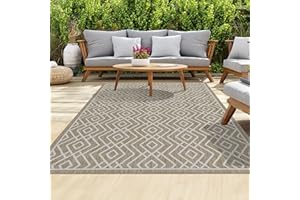 homeart Outdoor Rugs | Easy-Cleaning Indoor & Outdoor Area Rugs for Porch, Deck, Balcony, Garden, Picnic, Kitchen, Hallway | UV & Weather-Resistant Large Patio Rug Mats | Beige Cream, 80 x 150 cm