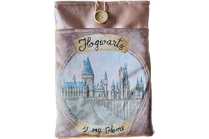 ACARICIANDO PAPEL CON HISTORIAS Funda artesanal grande de terciopelo para libros y tablets de Hogwarts + marcapáginas regalo, algodón ecológico, acolchada, bolsillo delantero y cierre de botón. Regalo ideal para adolescentes