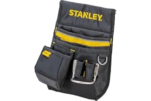 STANLEY Cinturón Portaherramientas de Nylon, Bolsa Resistente 600X600 Denier, Múltiples Compartimentos, Anillo Portamartillo, Acolchado Trasero, 1-96-181