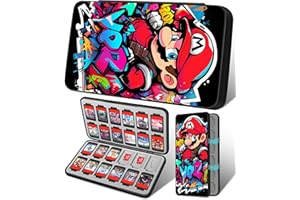 Koecya for Nintendo Switch Game Case with 24 Game Holder Slots and 24 SD Micro Card Slots for Nintendo Switch/Lite/OLED,Cute Cartoon Games Cartridge Cases for Boys Kids Girls Kawaii Storage Box, Black