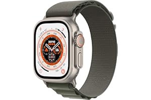 Apple Watch Ultra (GPS + Cellular, 49mm) Montre connectée - Boîtier en Titane avec Boucle Alpine Vert - Medium. Suivi de l’activité Physique, GPS Haute précision,autonomie Extra-Longue durée