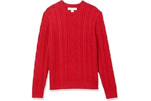 Amazon Essentials Herren Pullover mit Langen Ärmeln und Rundhalsausschnitt aus 100% Baumwolle mit Zopfmuster