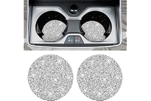 AOZUO Car Cup Coaster, 2pcs Bling Cup Holders Crystal Rhinestone Anti-Slip Shockproof Vehicle Holders Coasters Drink Car Cup Mat Universal Insert Automotive Interior Accessories for Women(Silver)