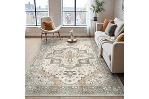 BEIMO Waschbarer Teppich Wohnzimmer Vintage, Boho Teppich Schlafzimmer Groß Orientalisch rutschfest für Badezimmer Esszimmer, Taupe Grau, 120x170cm