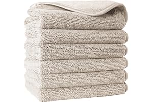 Polyte - Premium-Waschlappen aus Mikrofaser - fusselfrei - Beige - 33 x 33 cm - 6 Stück