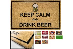 LUCA HOME LucaHome - Felpudo Entrada casa Original y Divertido de Coco Natural - Felpudo Keep Calm Beer 40x70 - Ideal para Puertas de Exteriores Cubiertas, pasillos y entradas de hogares