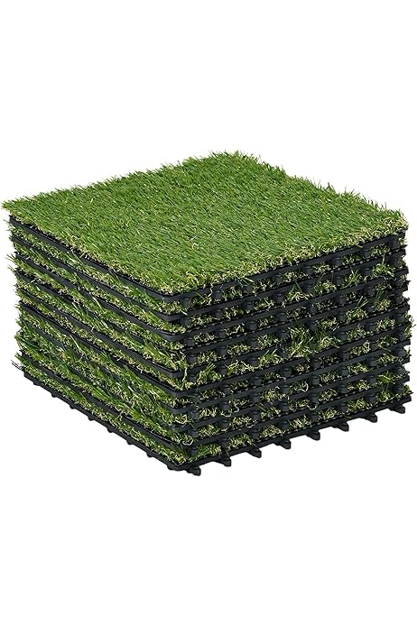 Prato Sintetico Per Esterno - 6 Pezzi 15x15 Cm, Erba Finta Decorativa - Foto 10