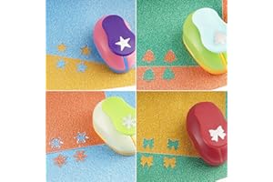 BHGT 4 Pz Perforatrice Decorativa Carta Stampini Goffratore Fustellatrice Natalizie Creativa Decorazione per Scrapbooking Diario Album Cartolina d’auguri Mestiere Artigianato Fai da Te