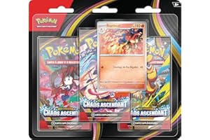 Pokémon : Blister de Trois boosters Méga-Évolution – Chaos Ascendant (1 Carte Promo Brillante et 3 boosters)