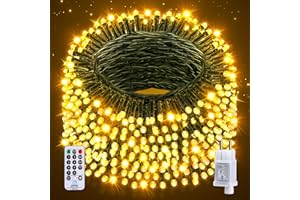 Auriostar Luces Navidad Exterior, 20m 200LEDs Luces Arbol Navidad Interior 8 Modos, IP44 Impermeable Luces Exterior Navidad con Control Remoto, Luces LED para Habitacion, Fiestas, Boda, Balcon