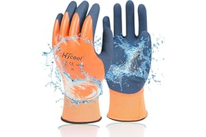 DS Safety Rękawice robocze dla mężczyzn i kobiet – wodoodporne rękawice ogrodowe z piankowym lateksem i powłoką gumową (1 para, pomarańczowe), rozmiar 9/L
