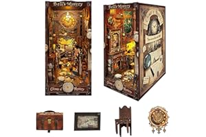 STRUCWOOD Magic Book Nook Kit 3D Wooden Puzzle for Adults Decorative Bookend Stand Book Nook Bookshelf Insert Bookcase Toy for Teenagers Gift Model Kits (Bell's Mystery)