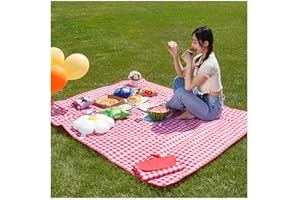 TFSZE Couverture Pique Nique 150x200cm,Couverture De Pique-Nique Pliable Pour L'extérieur,Nique Tapis De Camping Imperméable Et Résistant Au Sable,De Transport Pour Famille,Plage,Camping(Rouge Grille)