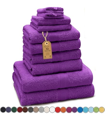 ALAZA Lavendel Handtuch-Set - 2 Stück, 100% Baumwolle, Superweich & Saugstark, 40 X 75 Cm